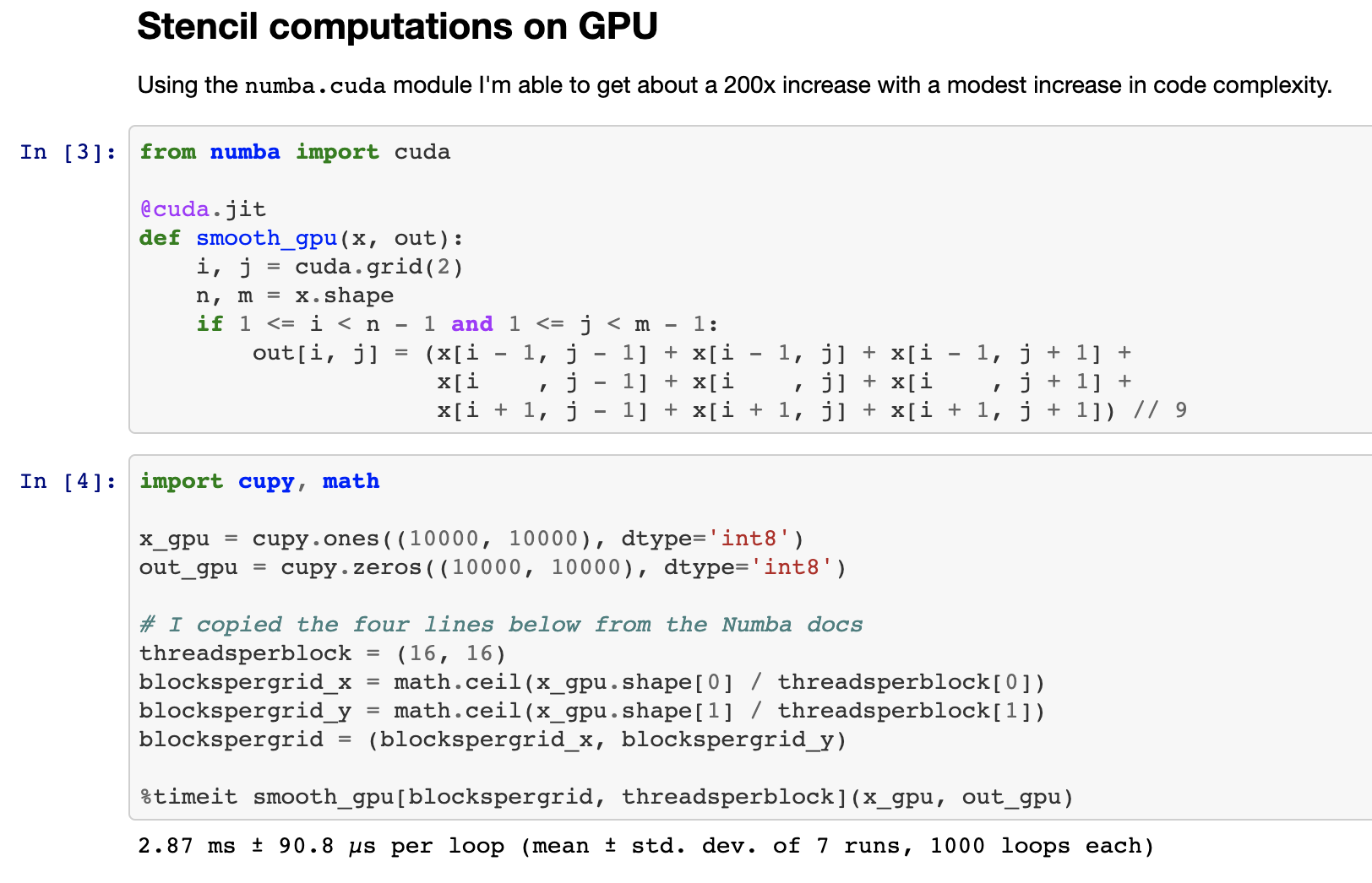 Numba.cuda.jit in a Jupyter Notebook